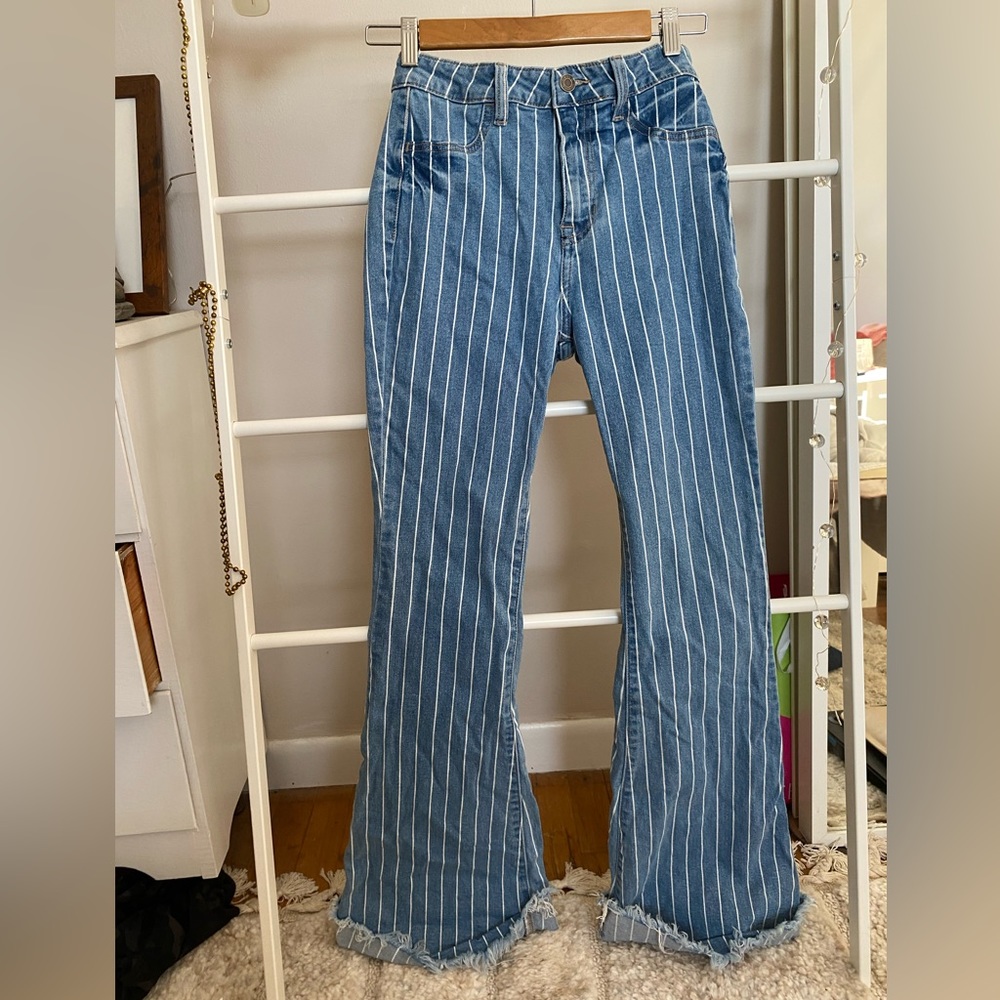 Cello striped flared jeans